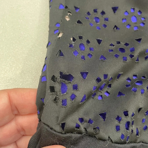 Motionwear Leotard Black with Blue Geometric Cutouts Size MA Medium Adult - Picture 4 of 6